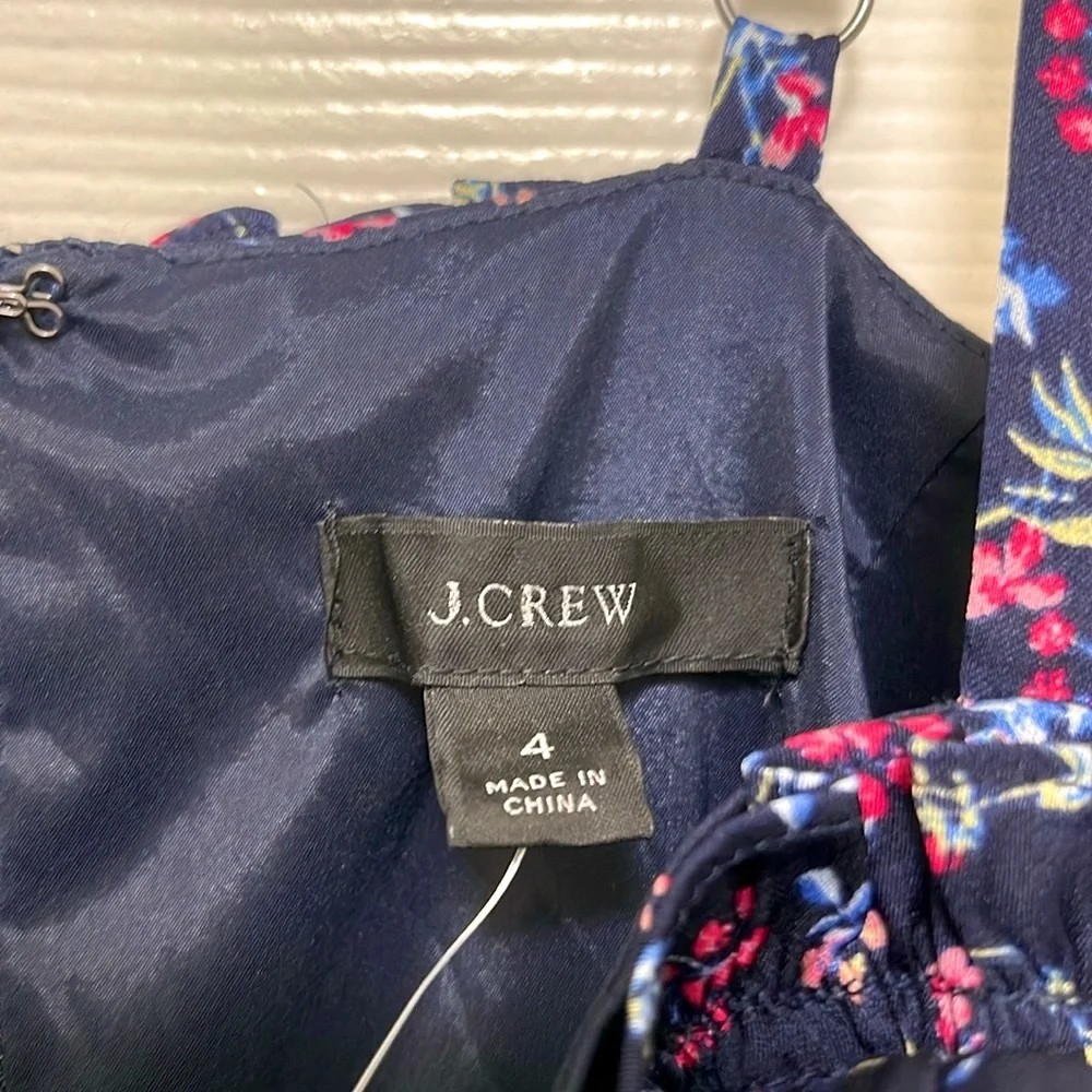 NWT J.Crew Ruffle Stretch Silk Dress in Wisp Floral